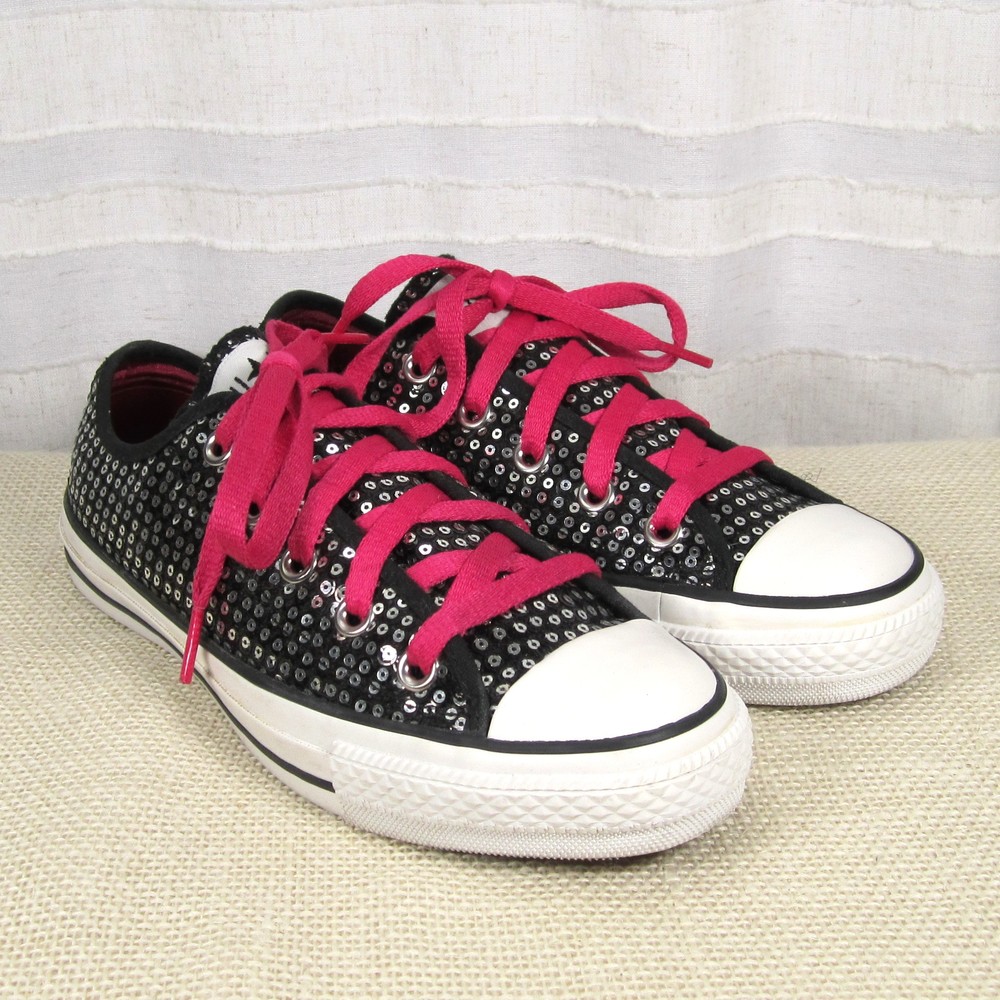Limited Edition Black Micro Sequined Chuck Taylor Low All Star Sneakers - 4M/6W